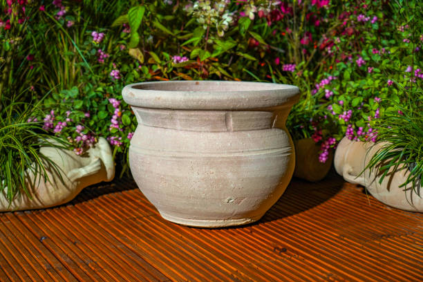 istock Clay Pot Tunisian Ceramic Terracotta at flowers decorations background 2029934131