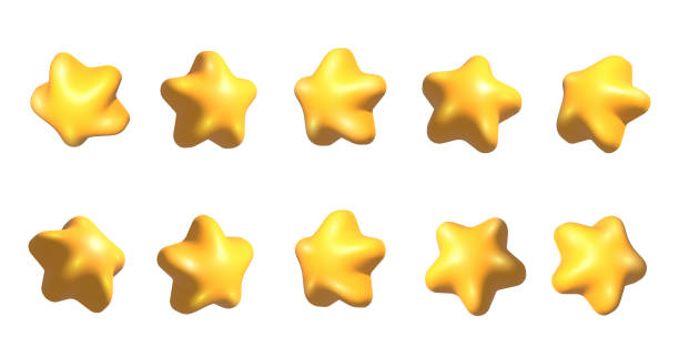 istock 3D yellow stars set. Realistic 3d yellow stars set from different angles. 2030021571