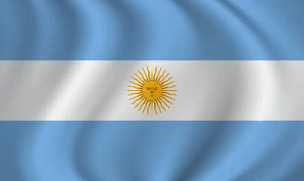 Vector illustration of Argentina waving flag blowing in the wind. Texture can be used as background. Vector illustration EPS10