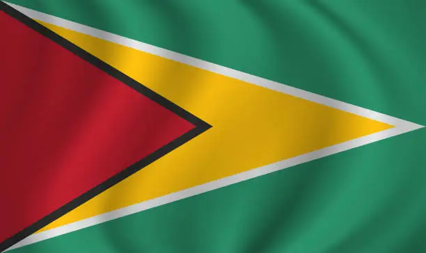 Vector illustration of Guyana waving flag blowing in the wind. Texture can be used as background. Vector illustration EPS10