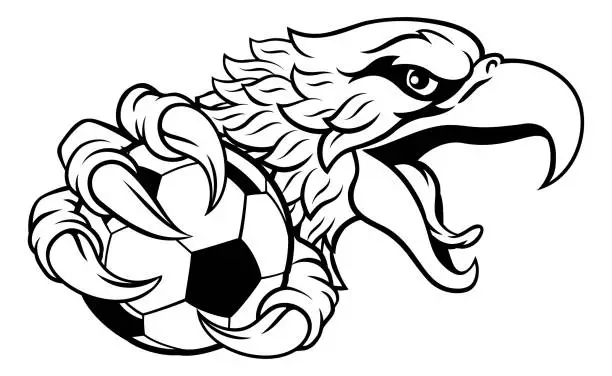 Vector illustration of Eagle Hawk Soccer Football Cartoon Team Mascot