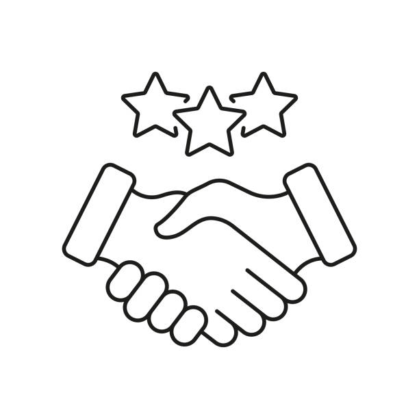 Client Review Symbol. Handshake With Stars Linear Pictogram. Best Partnership Line Icon. Business Communication And Support. Customer Appreciation Sign. Editable Stroke. Isolated Vector Illustration Client Review Symbol. Handshake With Stars Linear Pictogram. Best Partnership Line Icon. Business Communication And Support. Customer Appreciation Sign. Editable Stroke. Isolated Vector Illustration. loyalty stock illustrations