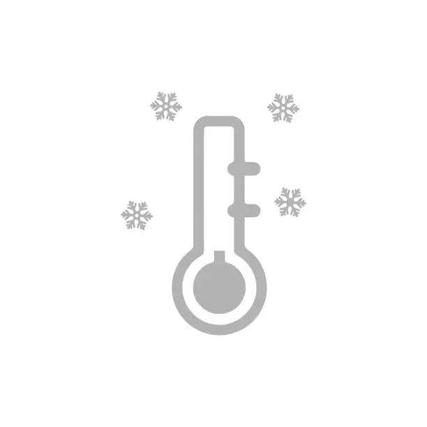 Vector illustration of thermometer icon, frost, on a white background, vector illustration