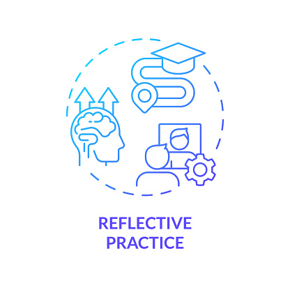 Reflective practice blue gradient concept icon. Expert self-monitor effectiveness of working. Personal growth. Round shape line illustration. Abstract idea. Graphic design. Easy to use in presentation