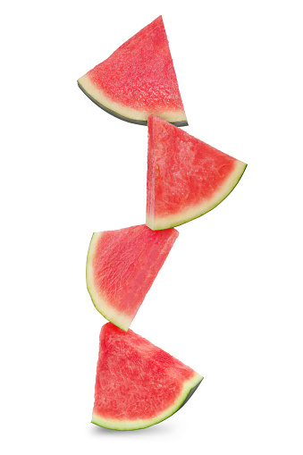 Watermelon cut pieces isolated on white background.With clipping path.