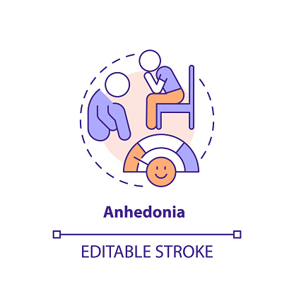 Anhedonia multi color concept icon. Personality illness. Psychiatry condition. Round shape line illustration. Abstract idea. Graphic design. Easy to use in infographic, presentation, brochure, booklet