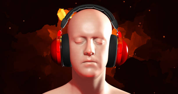 Music streaming, headphones and black woman in the city with relax and calm mindset. Urban female walking and listening to web radio or wellness audio with happiness and freedom living a content life