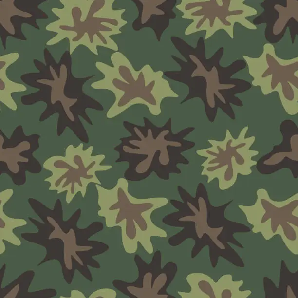 Vector illustration of Camouflage square background. Seamless pattern. Isolated endless army background. Military paint.