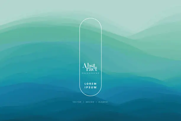 Vector illustration of Blue curves and the waves of the sea range from soft to dark vector background flat design style