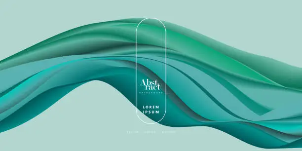 Vector illustration of Abstract Green wave line background, abstract lines, wave line