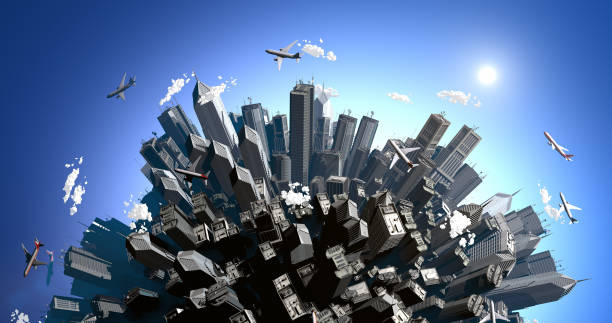 istock Crowded big cities aerial view. Earth covered by skyscrapers. 2030147104