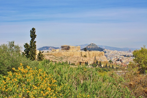 Aerial view on the city of Athens from the Acropole, Greece
