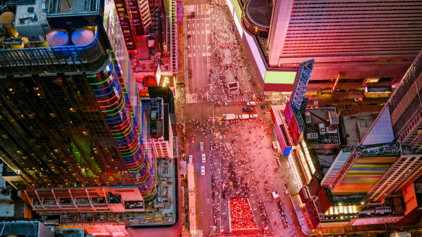 istock AERIAL Above Times Square in Central Manhattan at night 2030158741