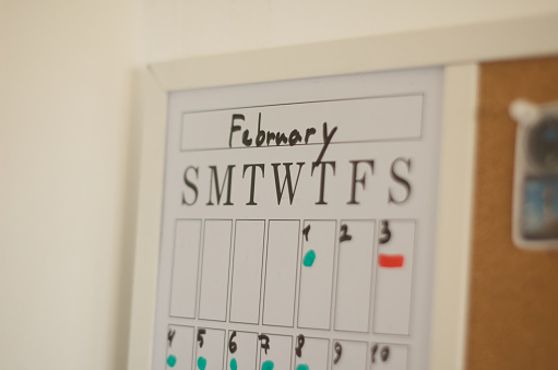 Calendar Board with month February on
