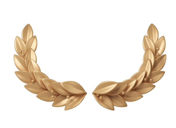 istock 3d rendering golden laurel wreath frame with place for text. Trophy, award, champion victory concept 2030181417