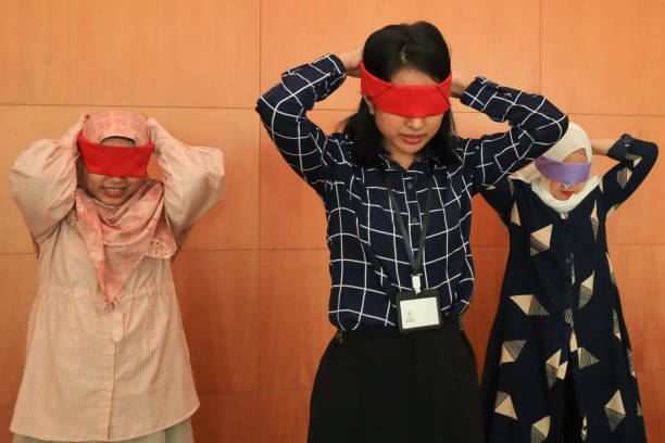 Office team building game or ice breaker at a business conference