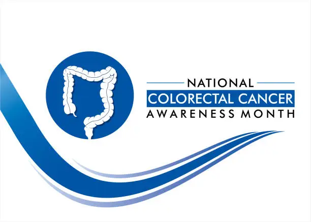 Vector illustration of March is colorectal Awareness Month.