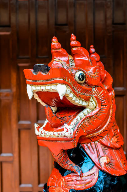 Picture of a Classic Thai Wooden Dragon Statue