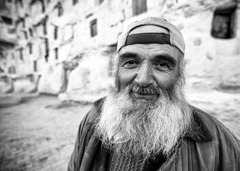 Taşkale,Karaman,Turkey,December 11, 2016: Famous bearded man nicknamed Kabasakal living in Karaman Taşkale village