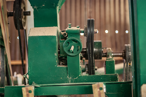 Old wooden mechanism in a windmill in the Netherlands