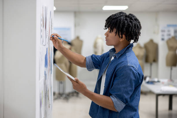 istock Fashion design student sketching some dresses in class 2030273157