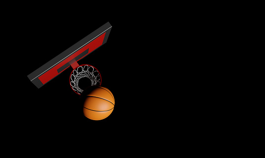 sport concept. close-up basketball hoop background. top view, flat lay. 3D illustration