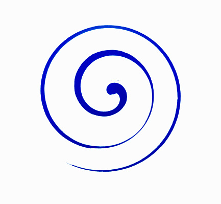 blue spiral drawed on a turning egg