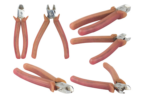 set wire cutters, old wire cutters with rubberized handles, isolate