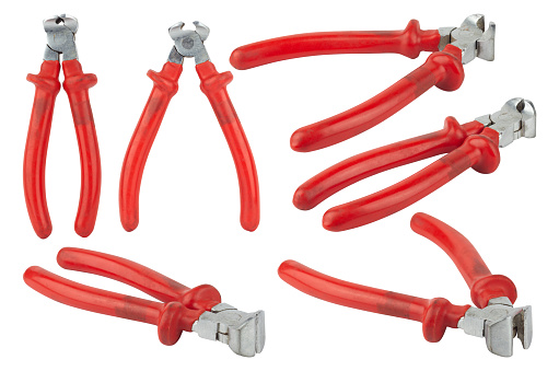 set wire cutters, old wire cutters with rubberized handles, isolate