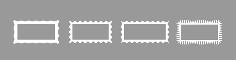 Rectangle Edge Zigzag Edge White Hollow Rectangle Stroke Shapes Set Rectangular With ...
