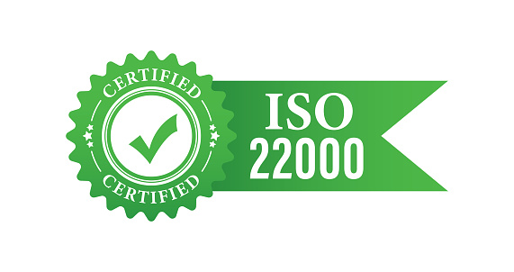 ISO certification. ISO 22000 Certified badge, icon. Certification stamp and labels. Flat design vector. Vector illustration