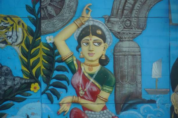 istock wall artwork of a woman doing classical dance puri culture image 2030350829