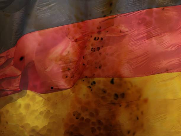 The art image of Germany national flag pinned on rough object