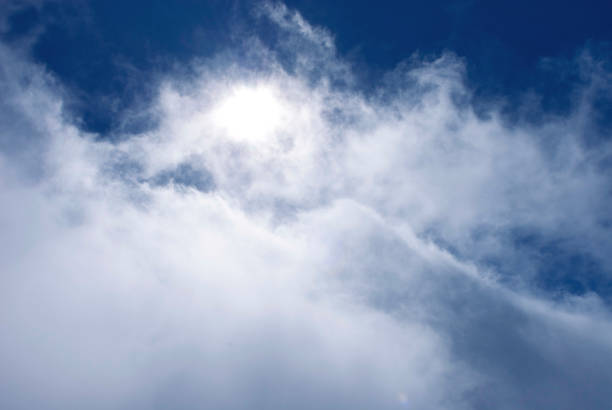 sun behind tradewind clouds on Mount Roque de los Muchachos, La Palma, Canary Islands, Spain