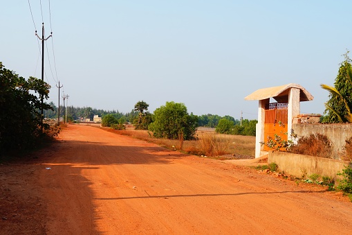 an empty sand road of village