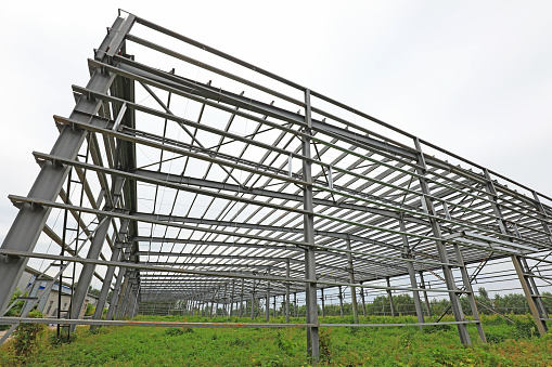 The steel beam framework of the plant is in the weeds