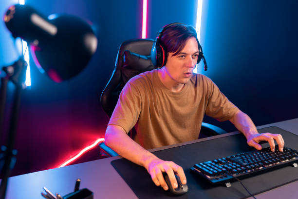 istock Host channel of smart streamer playing online game to be winner. Pecuniary. 2030367918