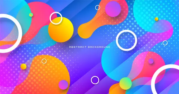 Vector illustration of 3D colorful geometric abstract background overlap layer on bright space with waves shape effect decoration. Minimal banner with fluid style and simple halftone for mega or big sale. Modern graphic design element cutout concept for web, flyer or card cover