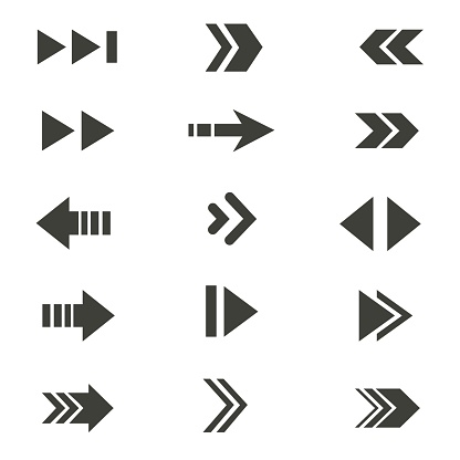 Collection of vector arrows. Big dark set of arrows. Arrow icon.  EPS 10.