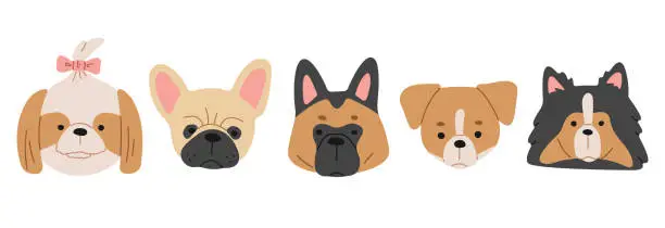 Vector illustration of Dog Heads 4