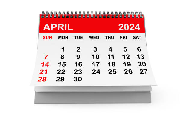 2024 year april calendar. 3d rendering - april 2012 calendar year foto e immagini stock