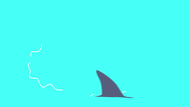 A simple cartoon animation of a Shark making a circle on a blue screen.