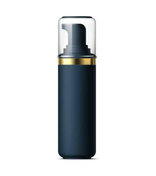 Vector illustration of Realistic black cosmetics bottle, tube, container