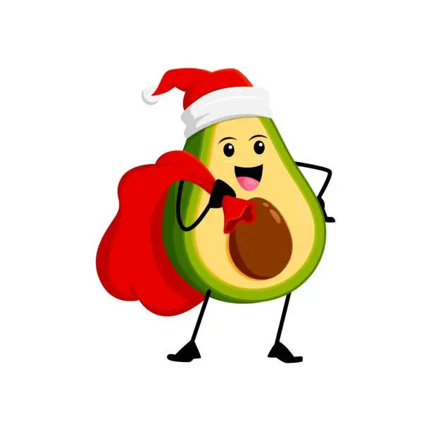 Vector illustration of Cartoon mexican Santa avocado Character with bag