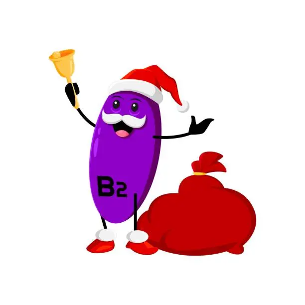 Vector illustration of Cartoon Christmas vitamin B2 character knolling