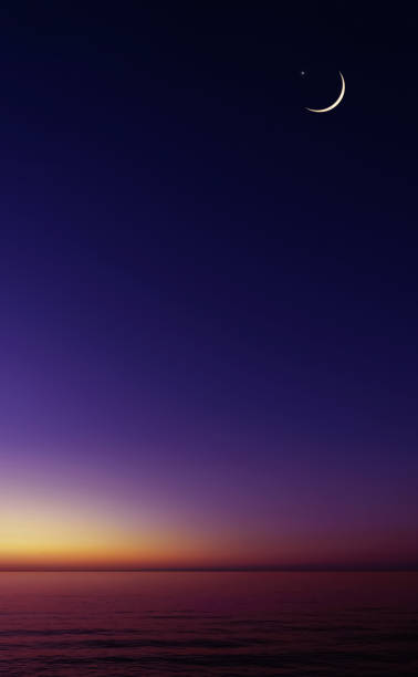 istock Islamic card with Crescent moon,Star on Sunset Sky,Horizon Nutural Ramadan Sky for religions symbolic of Muslim culture for Generous Ramadan,New Moon,Prayer time.Eid Mubarak,Eid al Adha,Eid al Fitr 2030435431