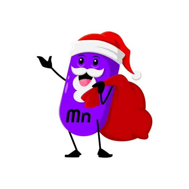 Vector illustration of Cartoon christmas mn micronutrient Santa character