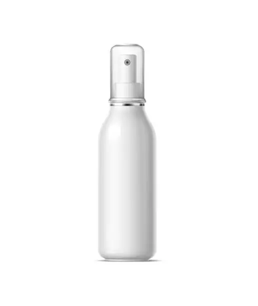 Vector illustration of Realistic cosmetics bottle, dispenser, aerosol