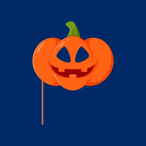 Vector illustration of Cartoon Halloween photo booth jack pumpkin mask