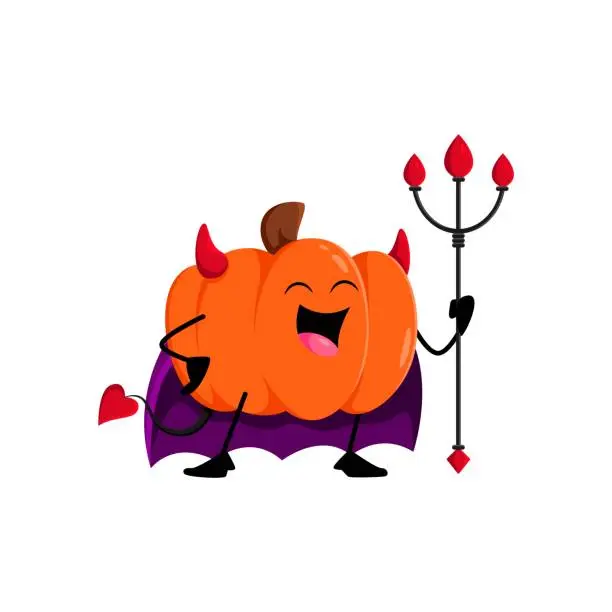 Vector illustration of Cartoon Halloween pumpkin devil vector character